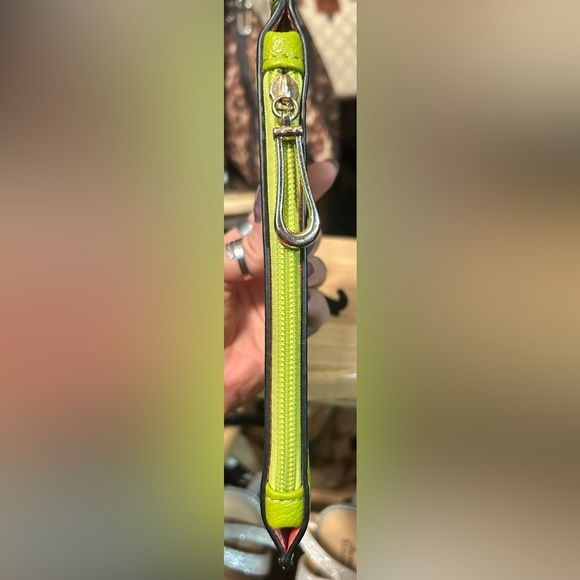 Lime Green Leather Cutout Multi-Use Pouch - Picture 3 of 5